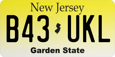 NJ license plate B43UKL