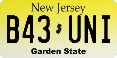 NJ license plate B43UNI