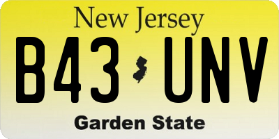 NJ license plate B43UNV
