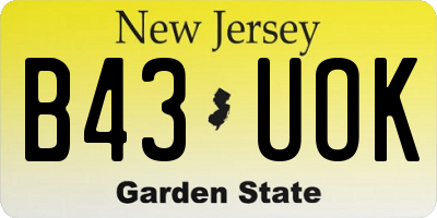 NJ license plate B43UOK