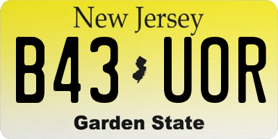 NJ license plate B43UOR