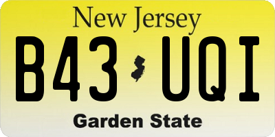 NJ license plate B43UQI