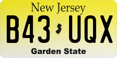 NJ license plate B43UQX