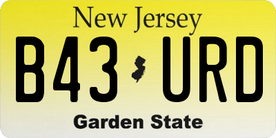 NJ license plate B43URD