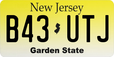NJ license plate B43UTJ