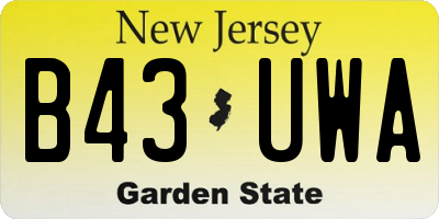 NJ license plate B43UWA