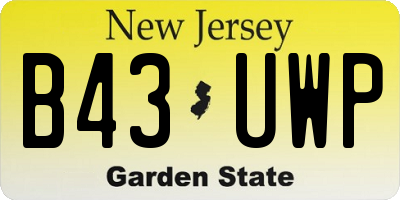 NJ license plate B43UWP
