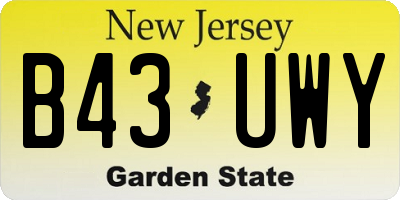 NJ license plate B43UWY