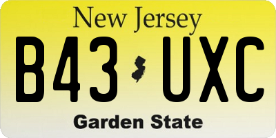 NJ license plate B43UXC