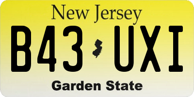 NJ license plate B43UXI