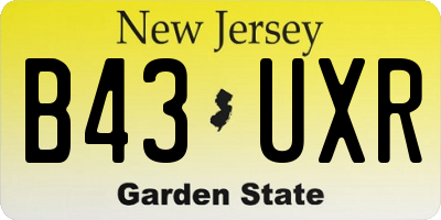 NJ license plate B43UXR