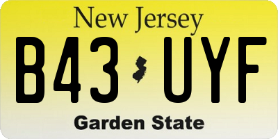 NJ license plate B43UYF