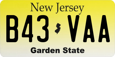 NJ license plate B43VAA