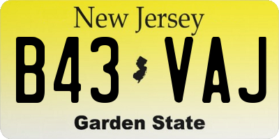 NJ license plate B43VAJ