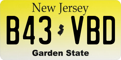 NJ license plate B43VBD