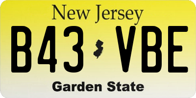 NJ license plate B43VBE