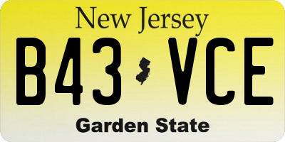 NJ license plate B43VCE