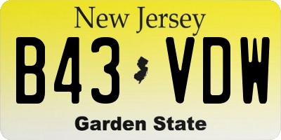 NJ license plate B43VDW