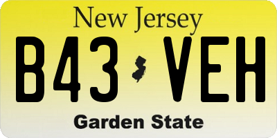 NJ license plate B43VEH