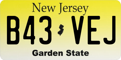 NJ license plate B43VEJ