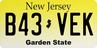 NJ license plate B43VEK