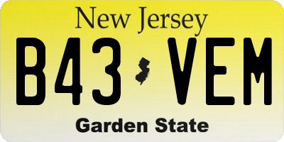NJ license plate B43VEM