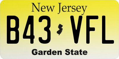 NJ license plate B43VFL