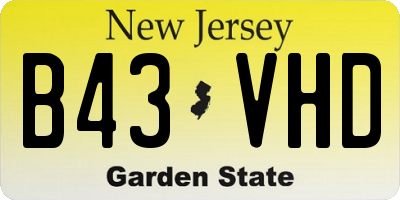 NJ license plate B43VHD