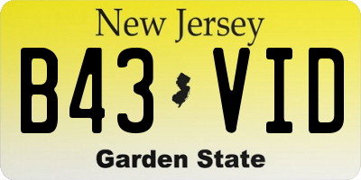 NJ license plate B43VID