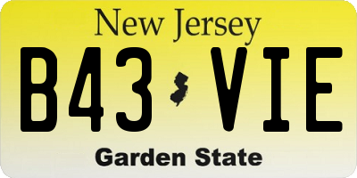 NJ license plate B43VIE