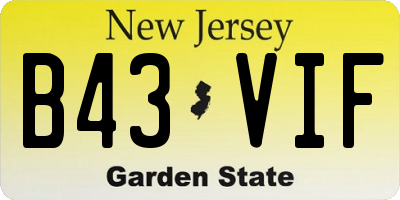 NJ license plate B43VIF