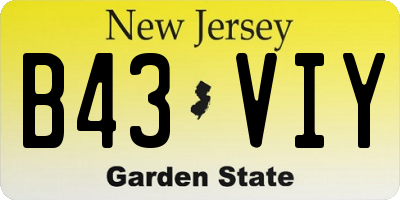 NJ license plate B43VIY
