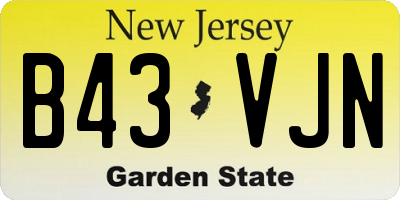 NJ license plate B43VJN