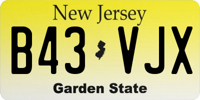 NJ license plate B43VJX