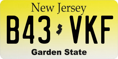 NJ license plate B43VKF