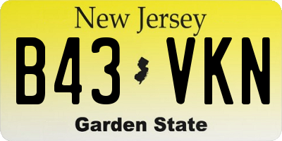 NJ license plate B43VKN