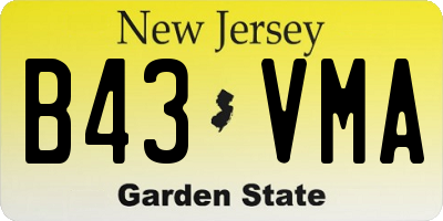 NJ license plate B43VMA