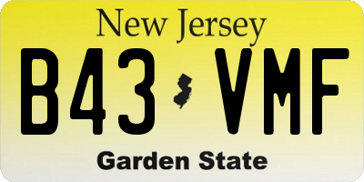 NJ license plate B43VMF