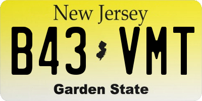 NJ license plate B43VMT
