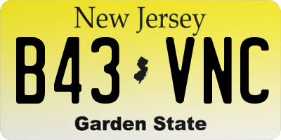 NJ license plate B43VNC