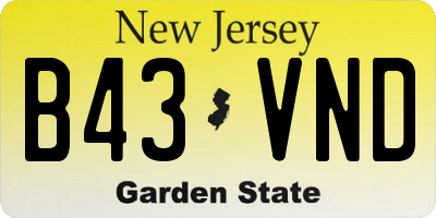 NJ license plate B43VND