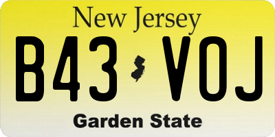NJ license plate B43VOJ