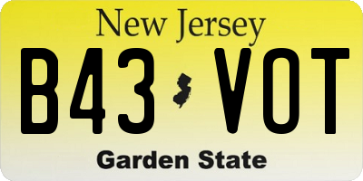 NJ license plate B43VOT