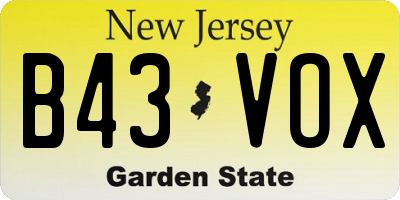 NJ license plate B43VOX