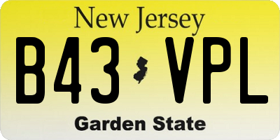 NJ license plate B43VPL
