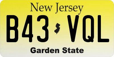 NJ license plate B43VQL