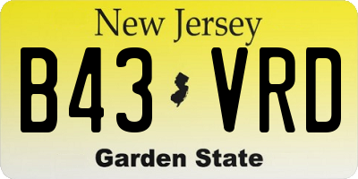 NJ license plate B43VRD