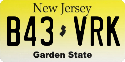 NJ license plate B43VRK