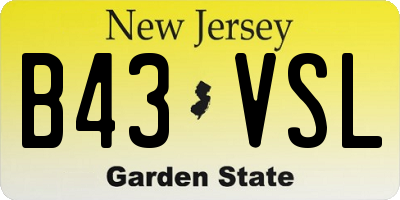NJ license plate B43VSL