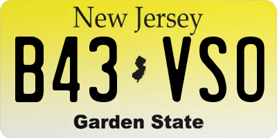NJ license plate B43VSO